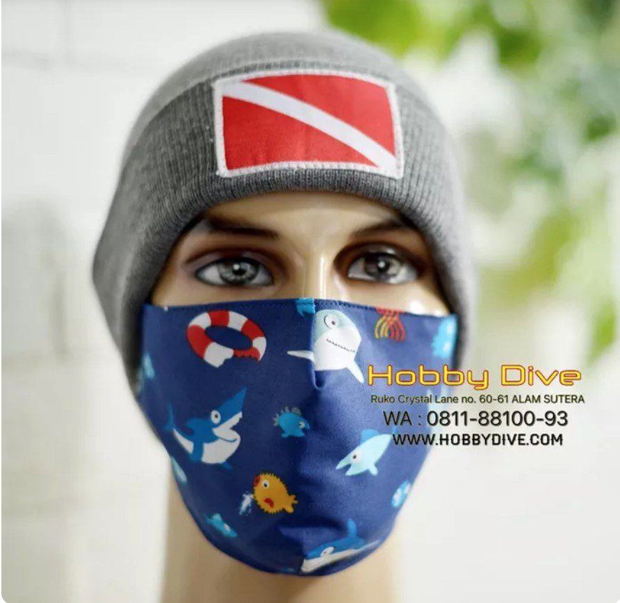 [HD-802 ] Masker Kain Shark Attack Blue + Slot Filter / Tissue Premium Quality