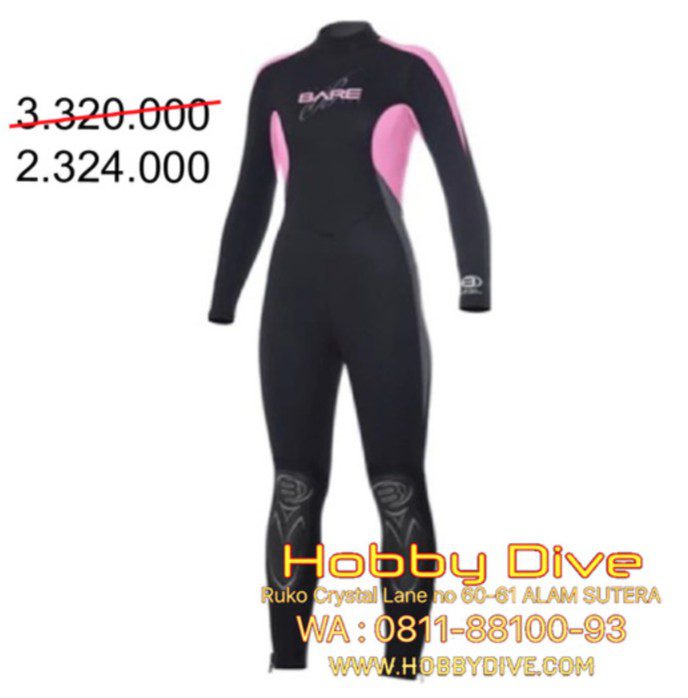 Bare Wetsuit 3/2mm Velocity Women - Scuba Diving Alat Diving