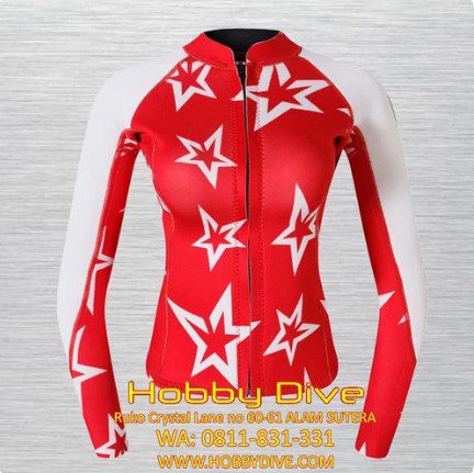Wetsuit Full Zip 2mm Jacket Red Scuba Diving Free Dive HD-361