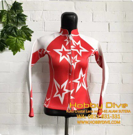 Wetsuit Full Zip 2mm Jacket Red Scuba Diving Free Dive HD-361